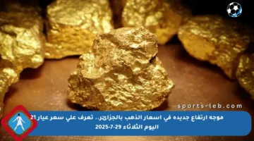 موجة ارتفاع جديدة في أسعار الذهب بالجزائر.. تعرف على سعر عيار 21 اليوم الثلاثاء 29-7-2025